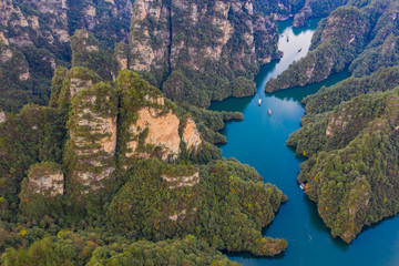 Aerial view of beautiful Baofeng lake in Zhangjiajie, China