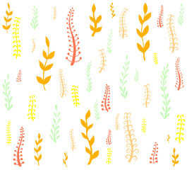 Vector set of autumn grass and flowers. Botanical collection
