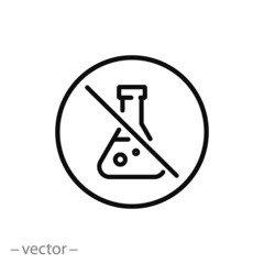 no chemical risk icon, no preservative, chemical free thin line symbol for web and mobile phone on white background - editable stroke vector illustration eps 10