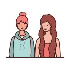 young women on white background