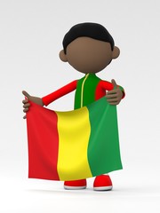 国旗を掲げるギニアのスポーツ選手