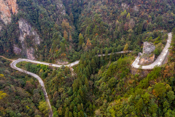 Breathtaking mountains and pass road scenery in China