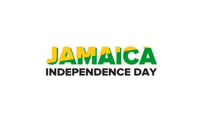 Jamaica Independence Day. Independence of Jamaica. Holiday, celebrated annual in August 6. Jamaica flag. Patriotic element. Poster, greeting card, banner and background. Vector illustration