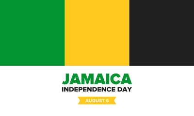 Fototapeta premium Jamaica Independence Day. Independence of Jamaica. Holiday, celebrated annual in August 6. Jamaica flag. Patriotic element. Poster, greeting card, banner and background. Vector illustration