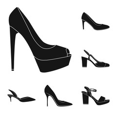 Isolated object of footwear and woman icon. Set of footwear and foot stock vector illustration.