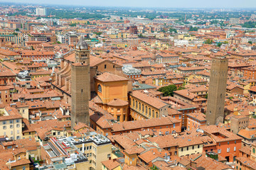 Bologna aerial cityscape view with cathedral and old medieval city center with Altabella and Uguzzoni Towers, Bologna, Italy © zigres