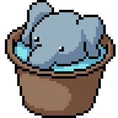 Obraz premium vector pixel art elephant bath