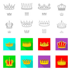 Vector illustration of medieval and nobility sign. Collection of medieval and monarchy vector icon for stock.