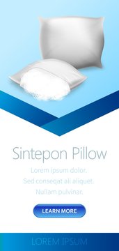 Sintepon Pillow Vertical Banner White Blank Mockup