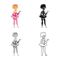 Vector illustration of dancer and woman symbol. Collection of dancer and tavern stock vector illustration.