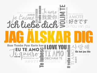 Jag alskar dig (I Love You in Swedish) in different languages of the world
