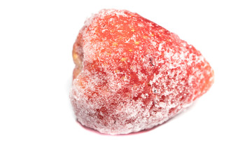 frozen strawberry berries on white background, isolated