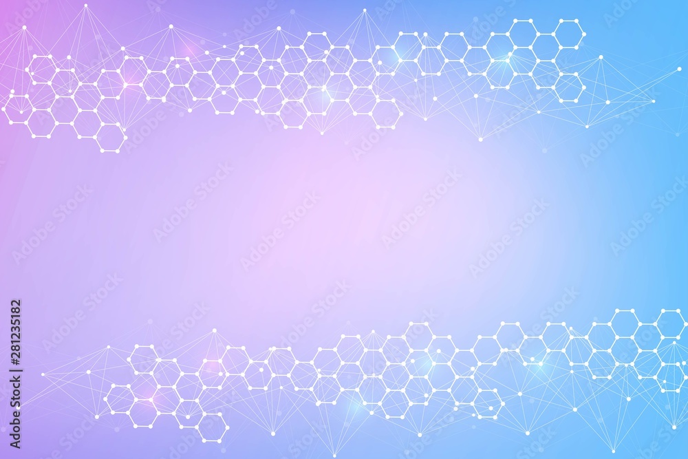 Poster modern futuristic background of the scientific hexagonal pattern. virtual abstract background with p