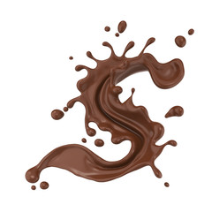 Chocolate Milk splash in shape of spiral and twist, 3d illustration.
