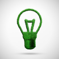 Concept of save energy use efficiency, Idea saving light bulb from grass