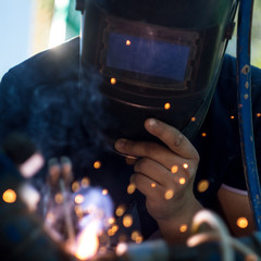 The master performs welding