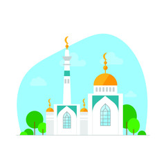 Fototapeta premium White mosque against blue sky. Flat vector on white background.