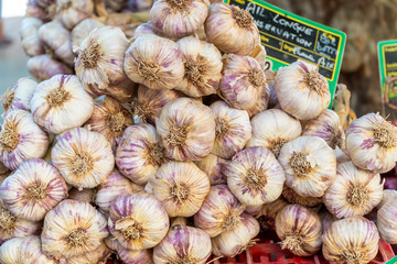 Pile of garlic at the market