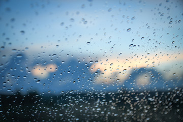 abstract drops glass background / texture fog rain, seasonal background, clear glass with water