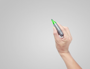 Hand holding marker pen for writing