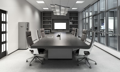 Modern style meeting room 3d rendering image
