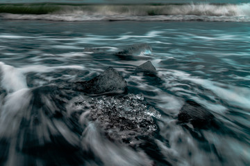 Diamond Beach - Iceland - Black sand Glacier