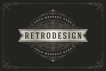Vintage logo template elegant flourishes ornaments vector illustration luxury ornate swirls and vignettes decorations.