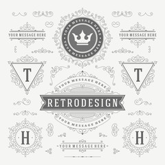 Vintage ornaments swirls and scrolls decorations design elements vector set flourishes ornate calligraphic combinations