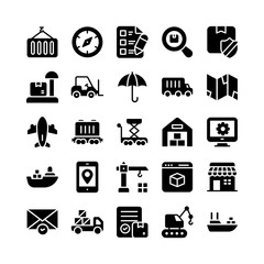 Delivery Services, Shipment and Logistics Solid Icons Pack 