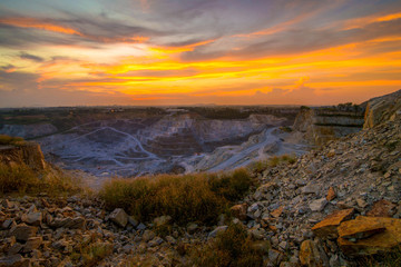 View of opencast mining quarry  - view from above.This area has been mined for copper, silver, gold, and other 