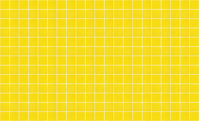 Yellow square ceramic tile wall texture background. Panoramic image of yellow tile wall.