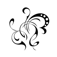 decorative abstract ornament with curls in black lines on a white background