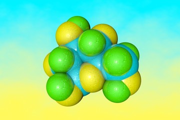 Molecular model of glucose or dextrose, a simple sugar circulates in the blood as blood sugar. Scientific background. 3d illustration