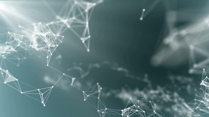 Movement of the molecular compound formed by revolving particles with plexus structure around. Abstract geometric background with lines and dots. For visuals, biology, biotechnology, chemistry - Powered by Adobe