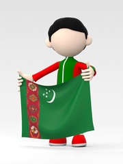 国旗を掲げるトルクメニスタンのスポーツ選手