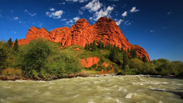 Red rocks in Kyrgyzstan. Zhety-Oguz Gorge