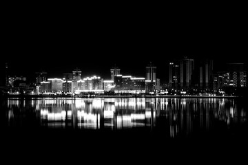 Fototapeta na wymiar Cityscape of modern city. Black and white