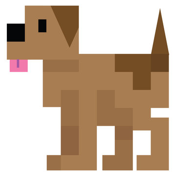 Cute 8bit Pet Dog Vector Illustration. Beagle Pixel Art.