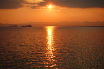 Obraz premium Beautiful sunset with clouds over the Aegean sea