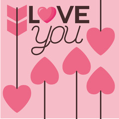 Love represented by hearts arrows vector design