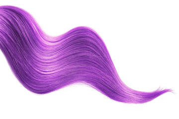 Purple hair isolated on white background. Long ponytail