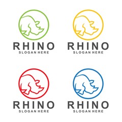rhino logo template, animal design vector, zoo
