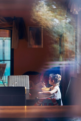 Little girl eating a breakfast