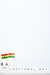 national day text With AUGUST 06 Wooden calendar of Bolivia flag,Concept Bolivia national day