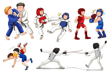 Fototapeta na wymiar Sport activities by boys, girls, kids, athletes isolated
