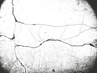 Distress old cracked concrete texture, vector illustration. Black and white grunge background. Stone, asphalt, plaster, marble.