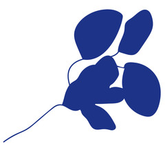 Plain blue foliage silhouette on the white isolated background.