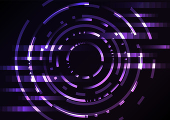 purple abstract circle background, digital overlap layer line, simple technology design template, vector illustration