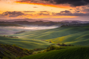 Fototapeta premium Impressive autumn landscape,view with cypresses Tuscany,Italy