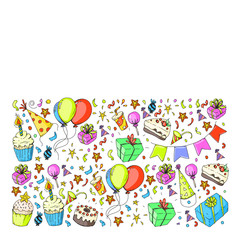 Birthday party. Pattern for invitations, banners, templates.